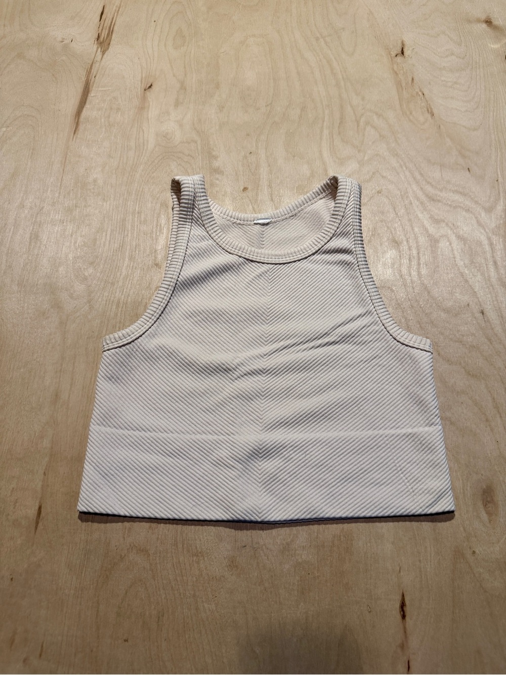Women's Cream Ribbed Crop Tank Top